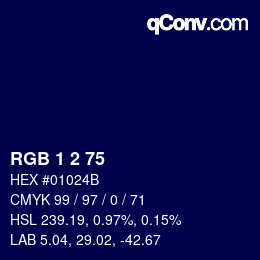 Color code: RGB 1 2 75 | qconv.com