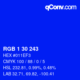 Color code: RGB 1 30 243 | qconv.com