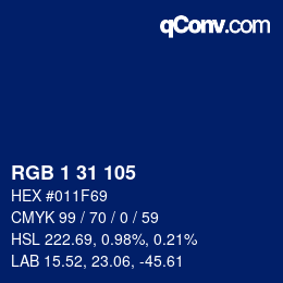 カラーコード: RGB 1 31 105 | qconv.com