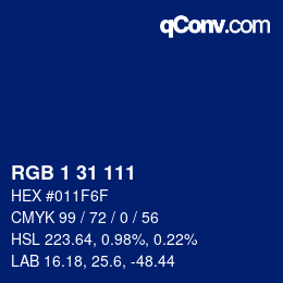 Color code: RGB 1 31 111 | qconv.com