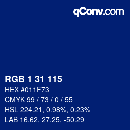 Color code: RGB 1 31 115 | qconv.com