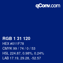 Color code: RGB 1 31 120 | qconv.com