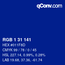Color code: RGB 1 31 141 | qconv.com