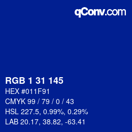 Color code: RGB 1 31 145 | qconv.com