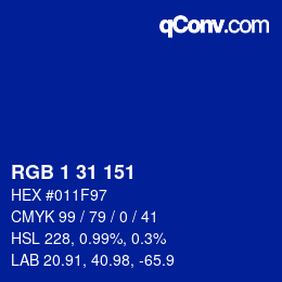 Color code: RGB 1 31 151 | qconv.com