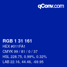 Color code: RGB 1 31 161 | qconv.com