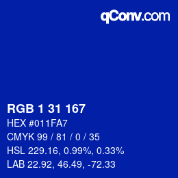 Color code: RGB 1 31 167 | qconv.com