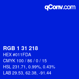 Farbcode: RGB 1 31 218 | qconv.com