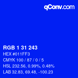 Color code: RGB 1 31 243 | qconv.com