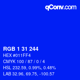 Color code: RGB 1 31 244 | qconv.com