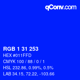 Color code: RGB 1 31 253 | qconv.com