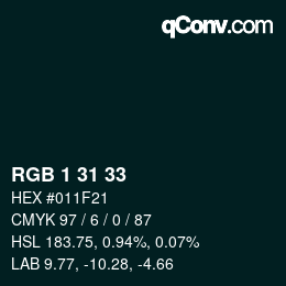 カラーコード: RGB 1 31 33 | qconv.com