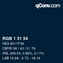 カラーコード: RGB 1 31 54 | qconv.com