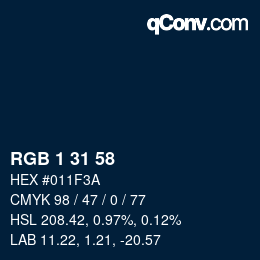 Color code: RGB 1 31 58 | qconv.com