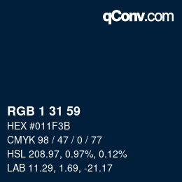 Color code: RGB 1 31 59 | qconv.com