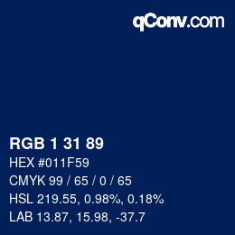 Color code: RGB 1 31 89 | qconv.com