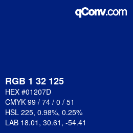 Color code: RGB 1 32 125 | qconv.com