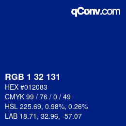 カラーコード: RGB 1 32 131 | qconv.com