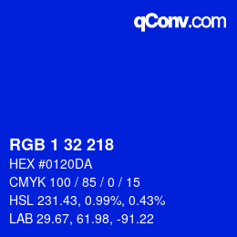 カラーコード: RGB 1 32 218 | qconv.com