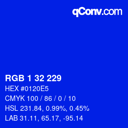 颜色代码: RGB 1 32 229 | qconv.com