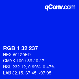カラーコード: RGB 1 32 237 | qconv.com
