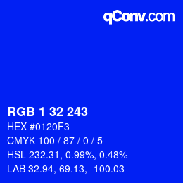 Color code: RGB 1 32 243 | qconv.com