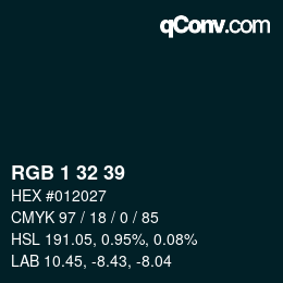 カラーコード: RGB 1 32 39 | qconv.com