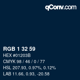 カラーコード: RGB 1 32 59 | qconv.com
