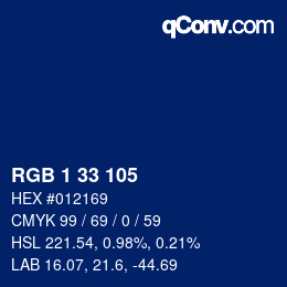 カラーコード: RGB 1 33 105 | qconv.com