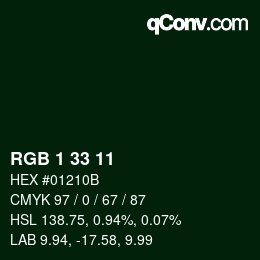 Color code: RGB 1 33 11 | qconv.com