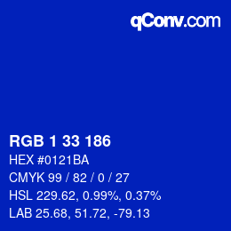 Color code: RGB 1 33 186 | qconv.com