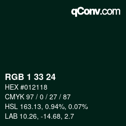 Color code: RGB 1 33 24 | qconv.com