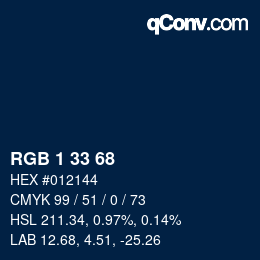 Color code: RGB 1 33 68 | qconv.com