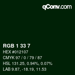 Color code: RGB 1 33 7 | qconv.com