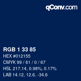 Color code: RGB 1 33 85 | qconv.com