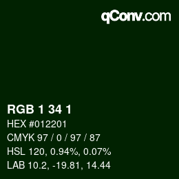 Color code: RGB 1 34 1 | qconv.com