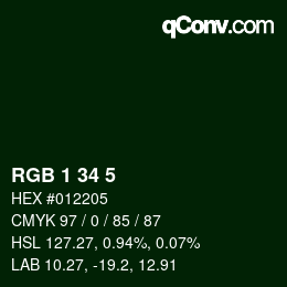 Color code: RGB 1 34 5 | qconv.com
