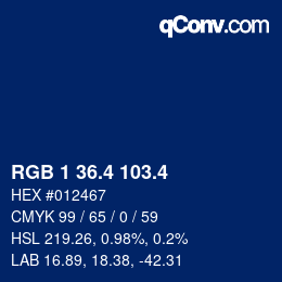 カラーコード: RGB 1 36.4 103.4 | qconv.com
