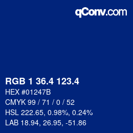 カラーコード: RGB 1 36.4 123.4 | qconv.com
