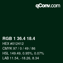 カラーコード: RGB 1 36.4 18.4 | qconv.com
