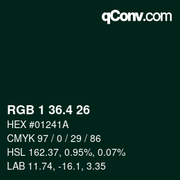 カラーコード: RGB 1 36.4 26 | qconv.com
