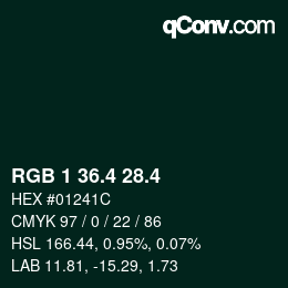 カラーコード: RGB 1 36.4 28.4 | qconv.com