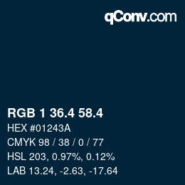 カラーコード: RGB 1 36.4 58.4 | qconv.com