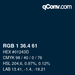 カラーコード: RGB 1 36.4 61 | qconv.com