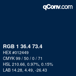 カラーコード: RGB 1 36.4 73.4 | qconv.com