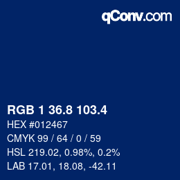カラーコード: RGB 1 36.8 103.4 | qconv.com
