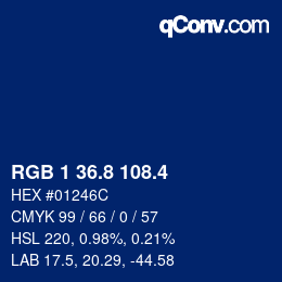 カラーコード: RGB 1 36.8 108.4 | qconv.com