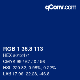 カラーコード: RGB 1 36.8 113 | qconv.com