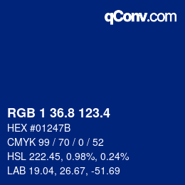 カラーコード: RGB 1 36.8 123.4 | qconv.com