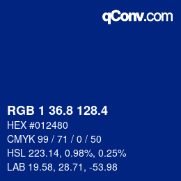 カラーコード: RGB 1 36.8 128.4 | qconv.com